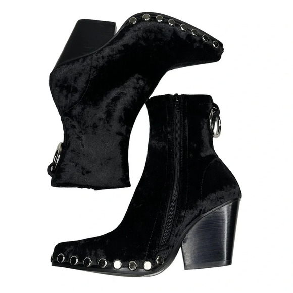 Jeffrey Campbell Walton Studded Bootie in Black Velvet Silver. Sz: 5.5 - Picture 8 of 14